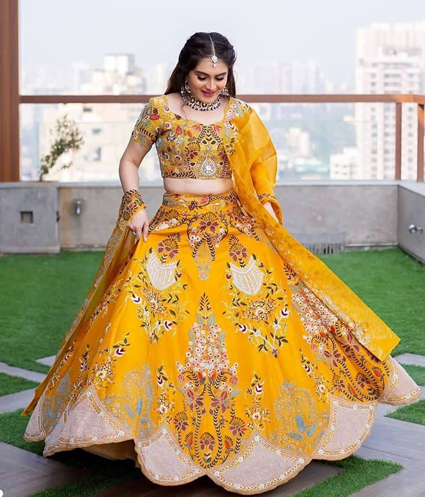 Yellow lehenga flipkart sales