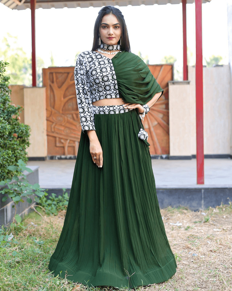 Discover 84+ crop top lehenga full sleeves POPPY