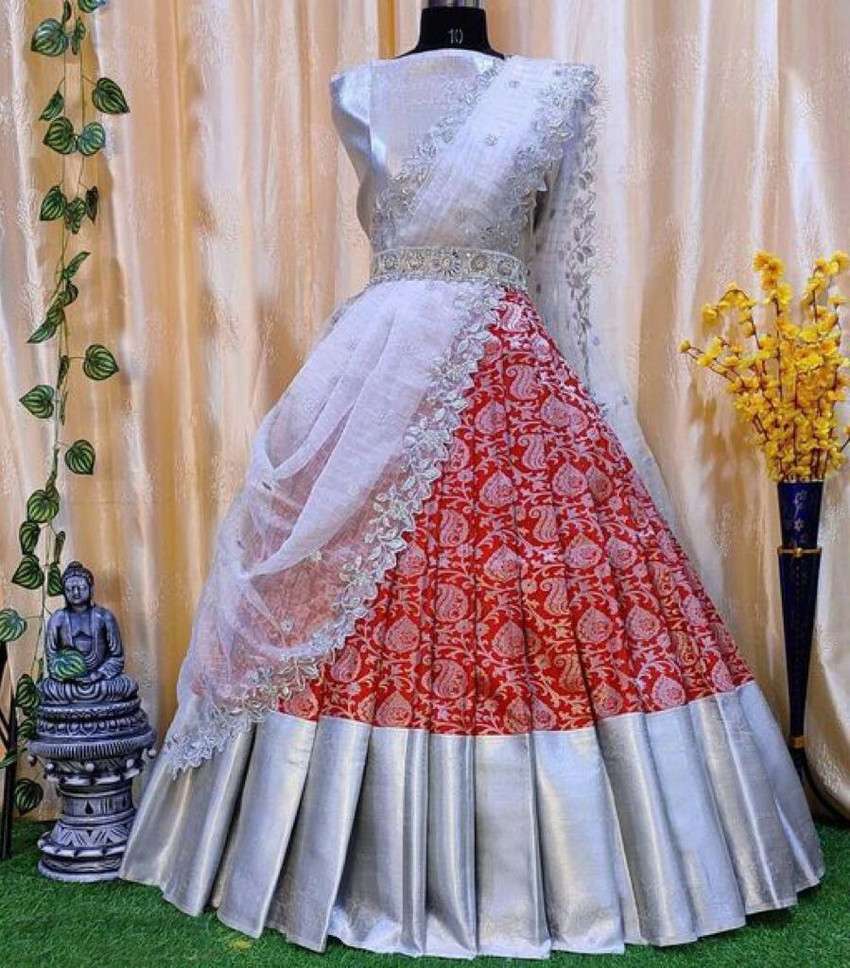 Fabcartz Embroidered Self Design Semi Stitched Lehenga Choli