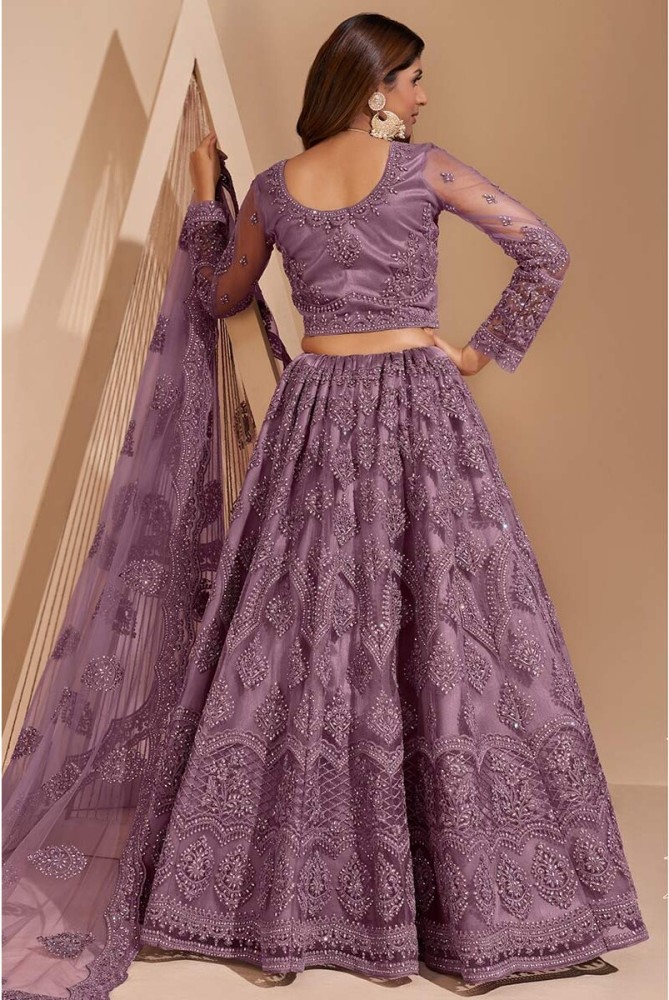 Buy Drashti Villa Women Pink Self Design Net Lehenga Choli Set