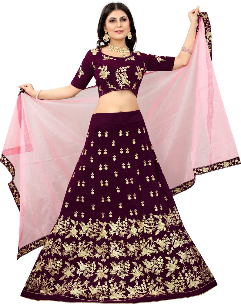 LADY SHOPI Embroidered Semi Stitched Lehenga Choli Buy LADY