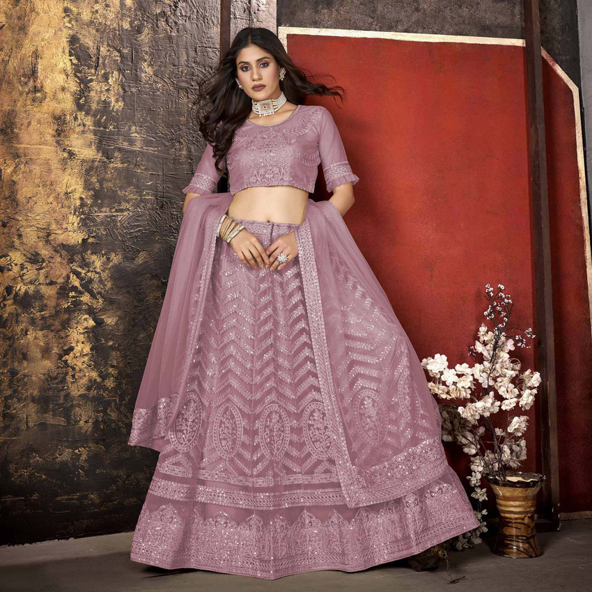 Cute Fellow Embroidered Semi Stitched Lehenga Choli