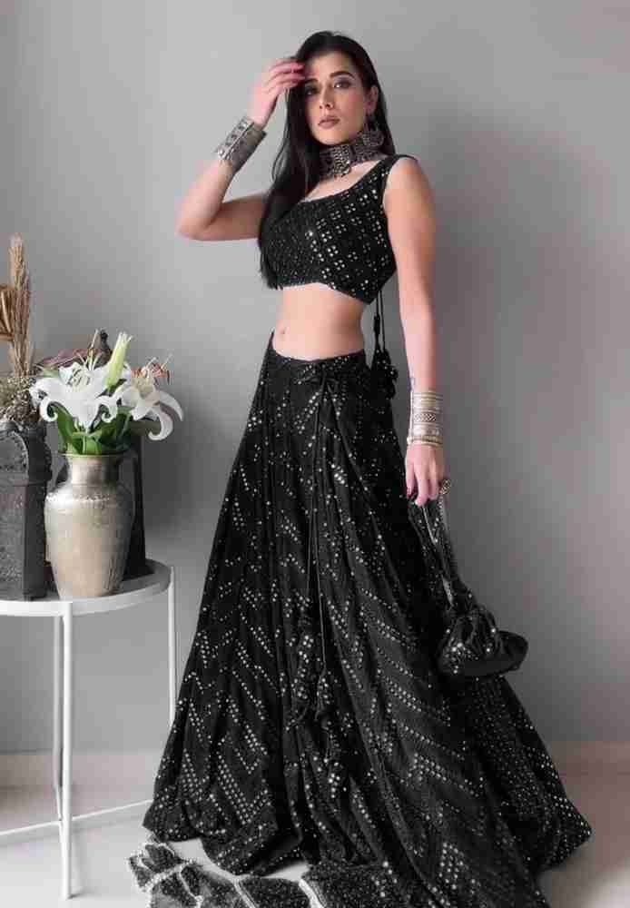 Black and silver lehenga choli discount