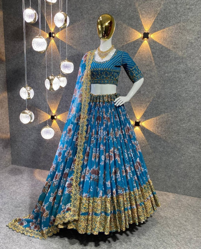 Blue lehenga hot sale choli flipkart