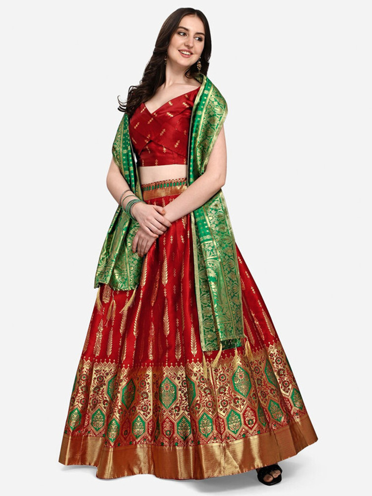 kaizen International Self Design Semi Stitched Lehenga Choli Buy
