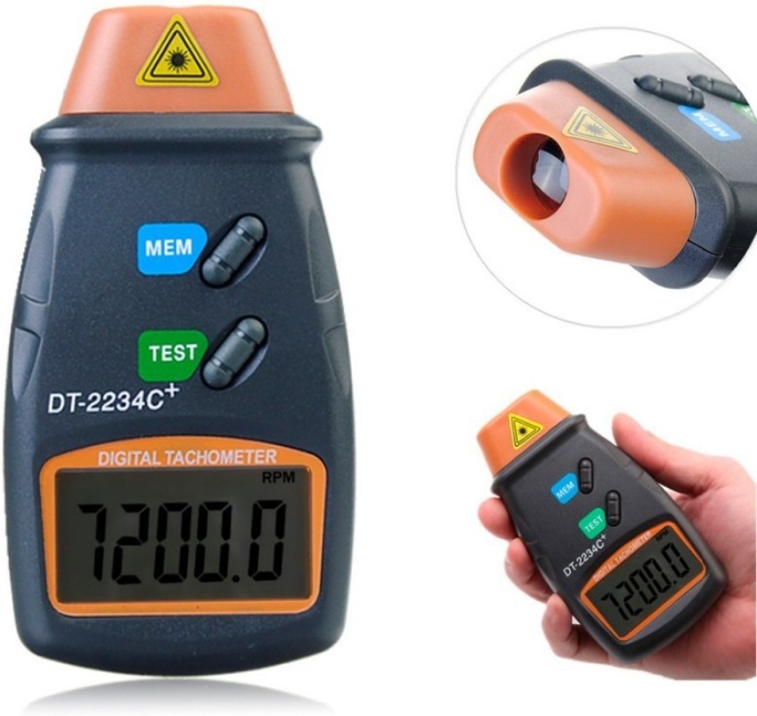 True Sense Digital LCD Laser Non Contact Photo Tachometer DT-2234C+ RPM  Measurer Non Magnetic With 2.5~99999 RPM Rating Tachometer Testing Gauge  Speed Meter Tester + Carry Box + Reflective Tape Photoelectric Speedometer