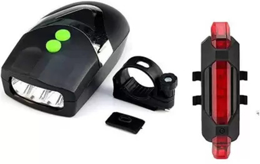 M MOD CON of 3 Cycle Loud Horn Bell and 5 LED Bicycle Tail Light LED Front Rear Light Combo