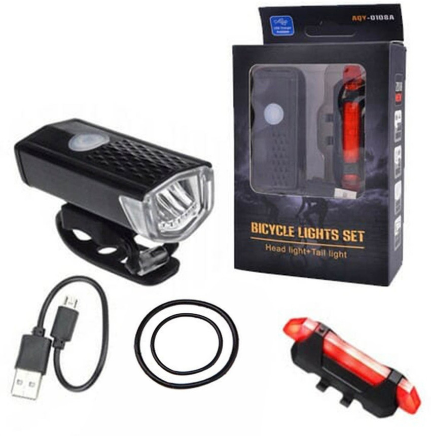 Usb rechargeable sales bike light set