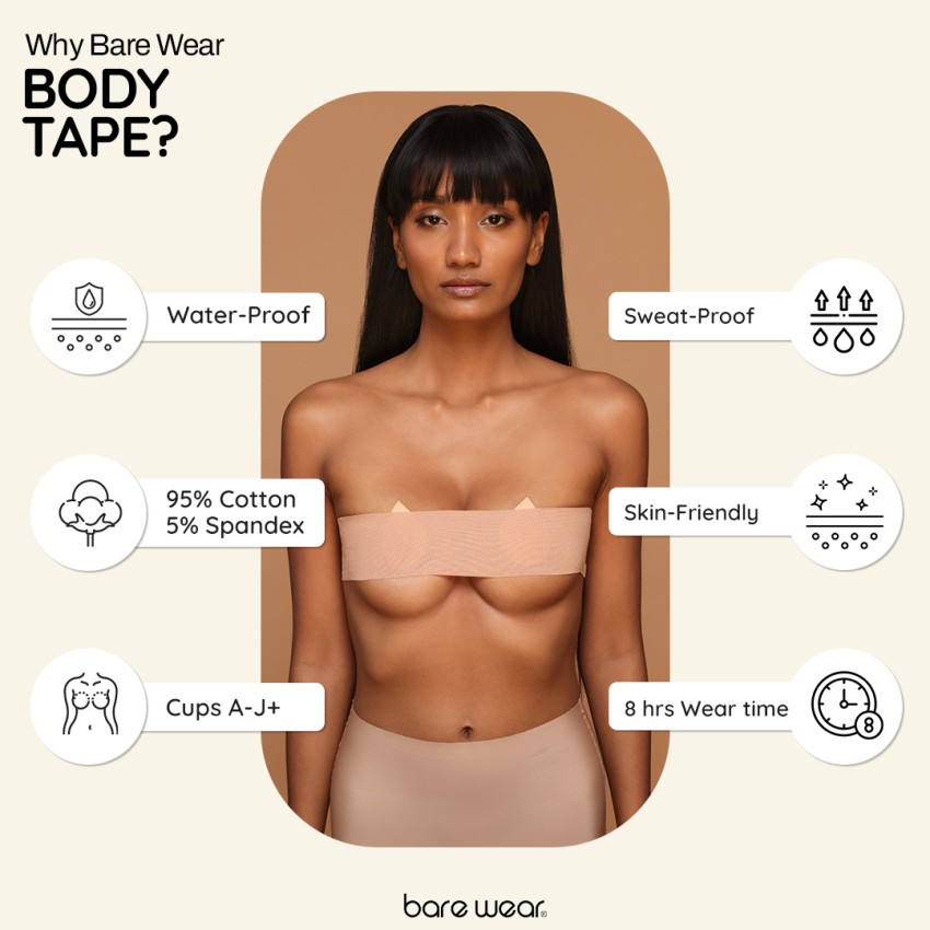 bare wear Body & Boob Tape Plus Waterproof & Sweat-Proof Bra Tape