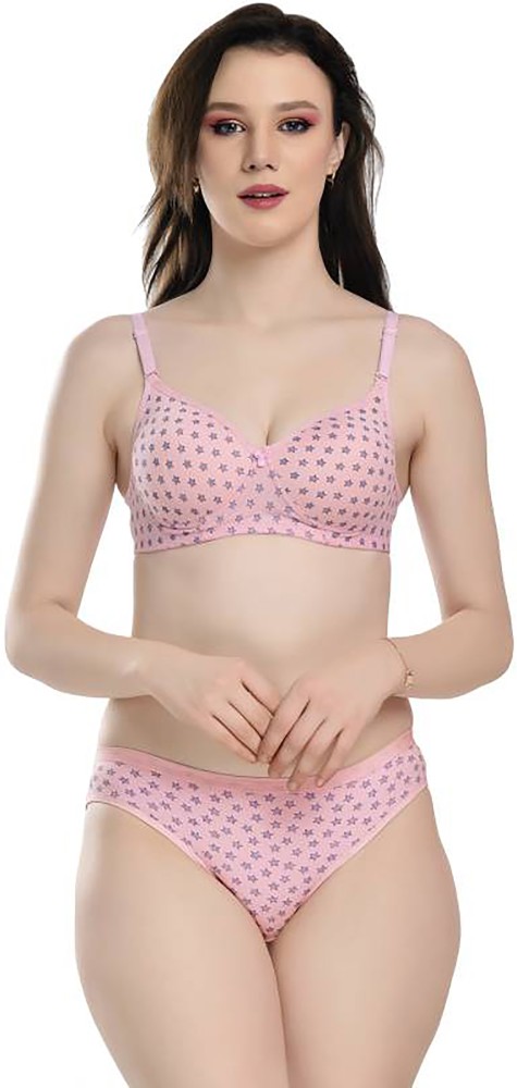 Buy PIBU Pink Self Design 100% Cotton Pack of 1 Bra Online at Best