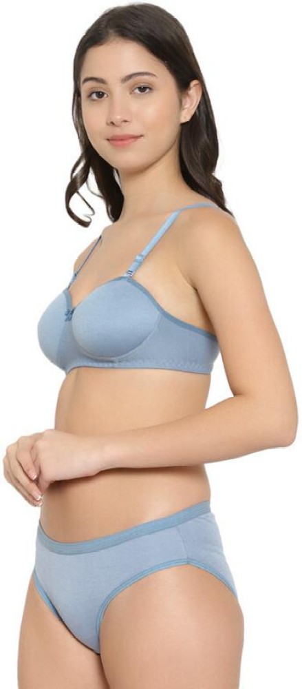 Buy online Blue Cotton Bras And Panty Set from lingerie for Women by Liigne  for ₹329 at 75% off