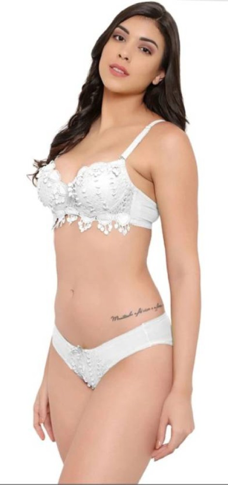 Buy Bra & Panty Set Embroidered White Lingerie Set Online at Best Prices in  India - JioMart.