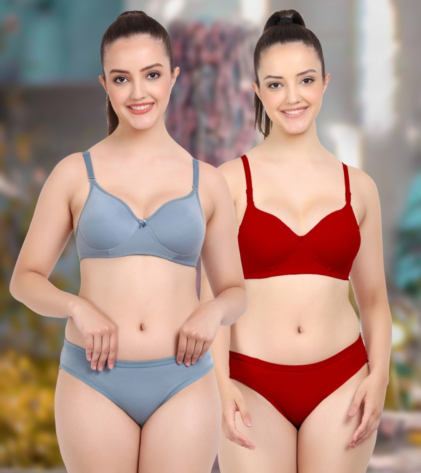 Buy PIBU-Net Bra Panty Set Lingerie Set Full Coverage Non-Padded