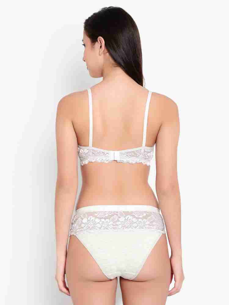 Buy StyFun Women White Solid Cotton Blend Single Bra & Panty Set