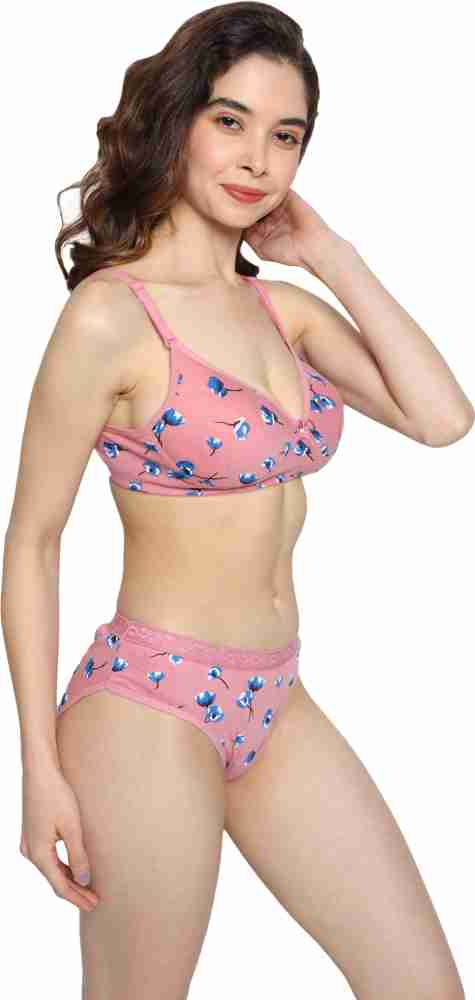 Buy SGC SWEDEN Women Cotton Non Padded Non Wired Regular Bra Panty Set for  Women/Girls-(Color:-Pink, Size:-30B) at