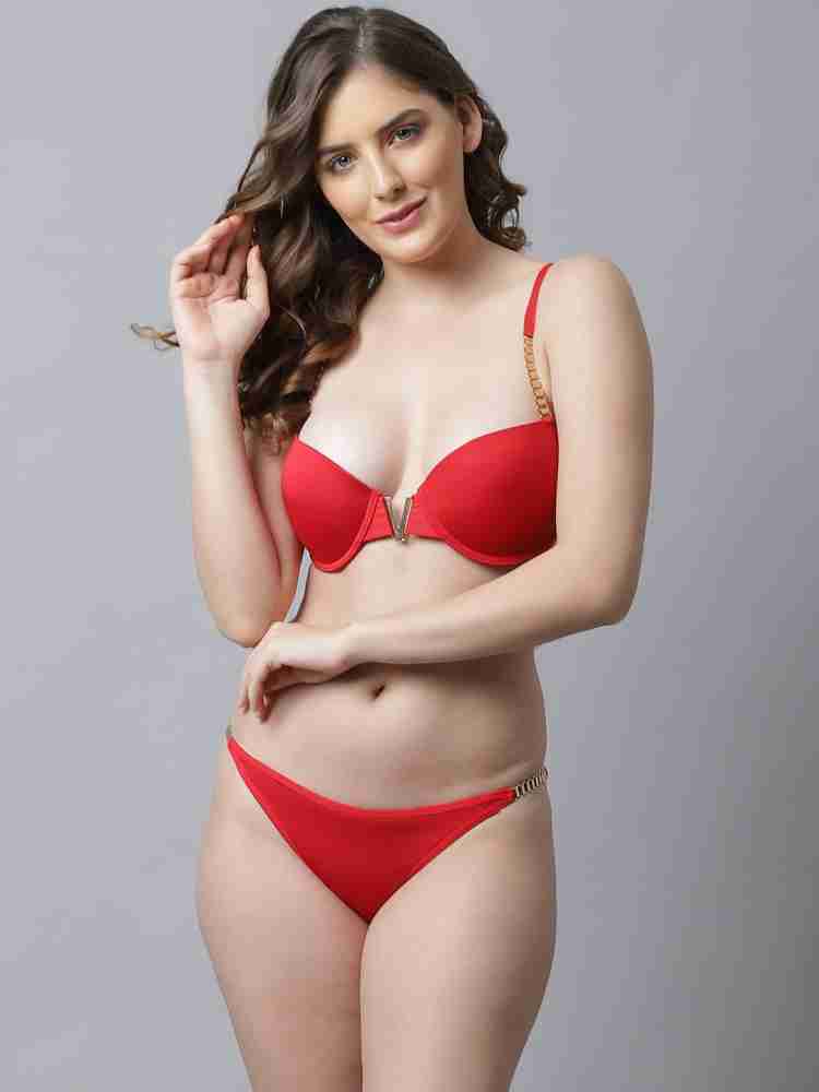 Buy Prettycat Beautiful Chain Strap Plunge Bra For Young Women - Red Online