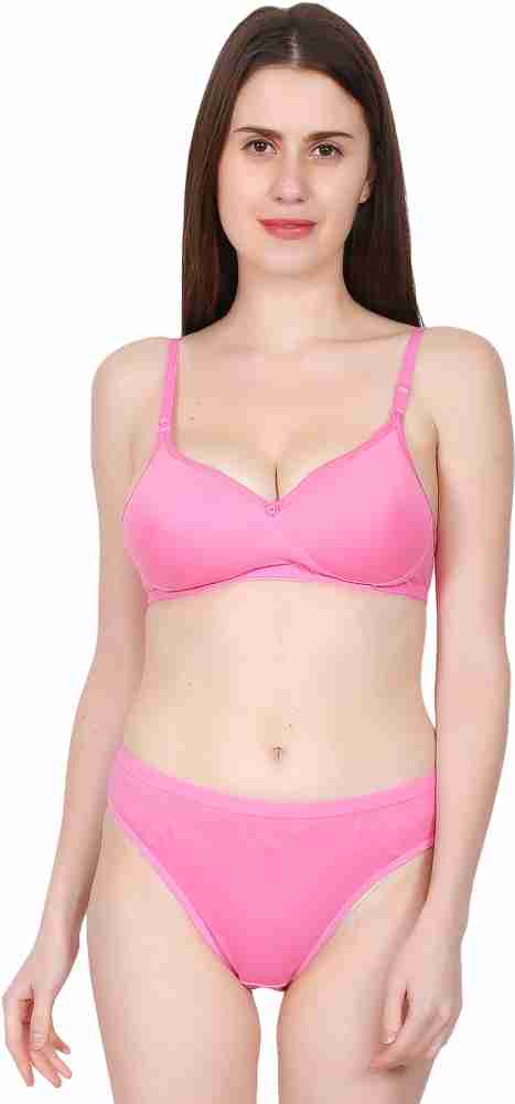 Buy Fihana Cotton Solid Padded Bra Panty Lingerie Set for Women