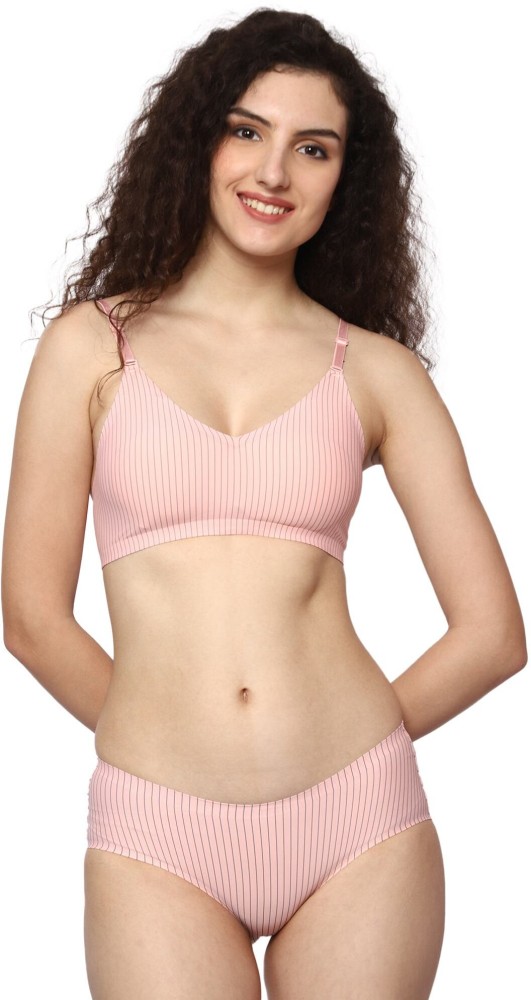 pink printed bras and panty set