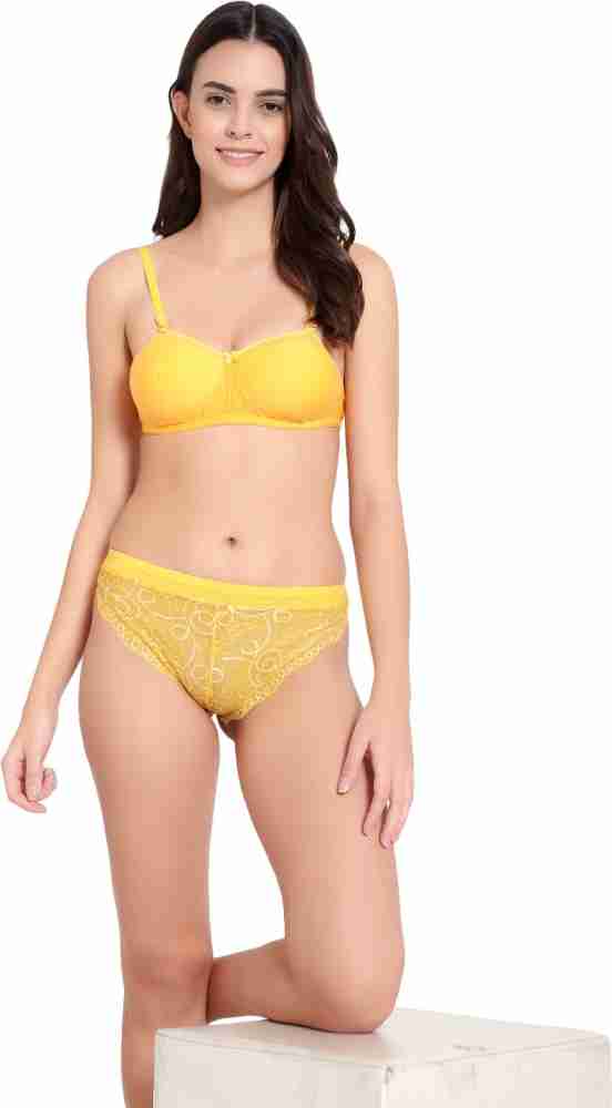 Padded Bra Panty Sets for Women's and Girls ( LEMON YELLOW ).