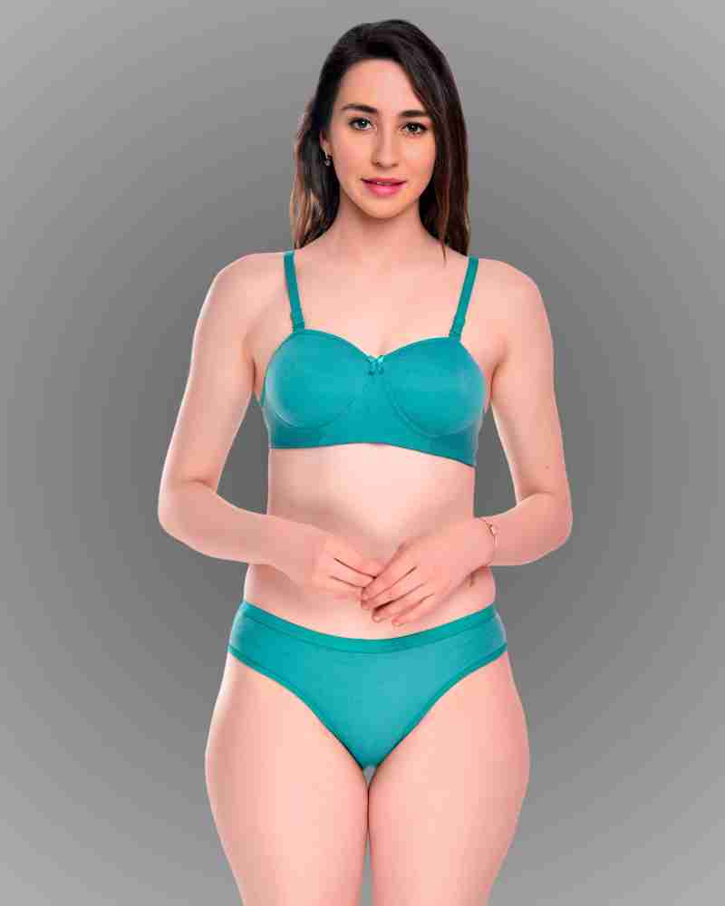 Premium Cotton Non Padded Non Wired Full Coverage Bra Panty Set, Lingerie,  Bra and Panty Sets Free Delivery India.