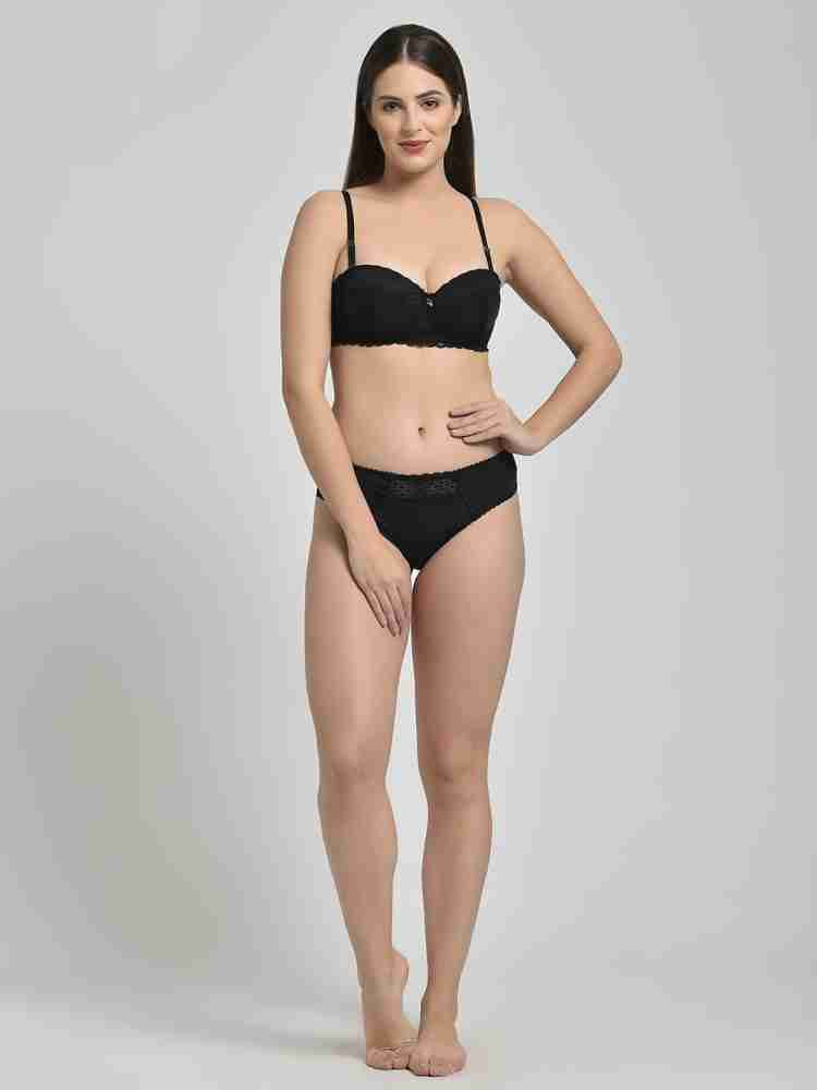 Buy Makclan Tempting Lace Black Lingerie Set for Women Online in India