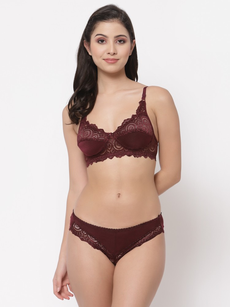 Buy online Maroon Net Bras And Panty Set from lingerie for Women by Docare  for ₹300 at 57% off