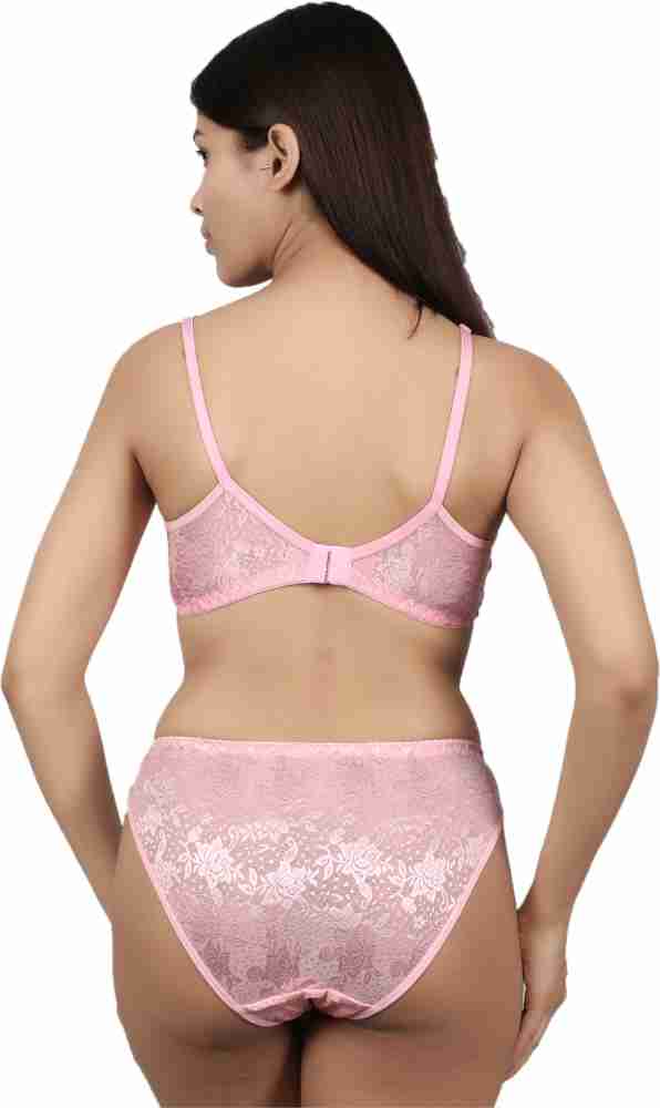 pink net bra and panty set