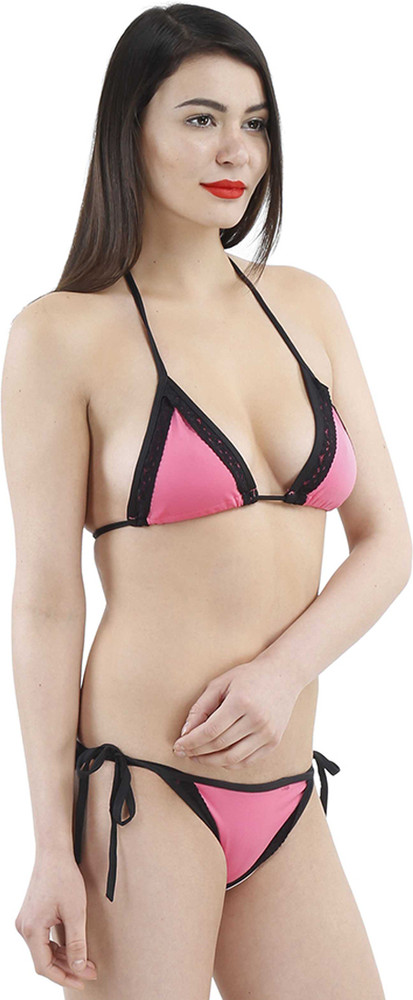 TIMI Triangle Cup Bikini Self Design Women Swimsuit Buy Pink