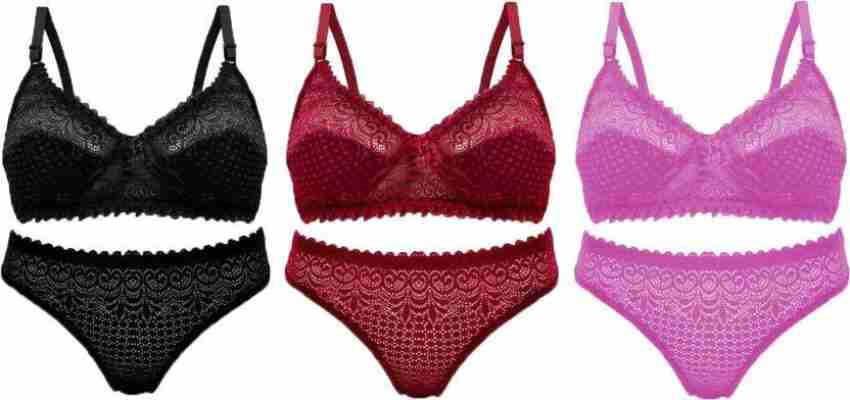 Maroon Net Bra Panty Set