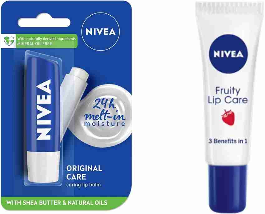 NIVEA Original Care Lip Balm 4.8 g Fruity Lip Care 10 g Original