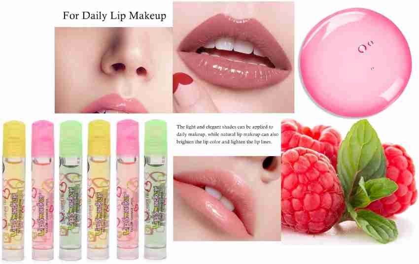 6PCS Fruity Flavors Rolling Ball Lip Oil Set, Moisturizing Lip