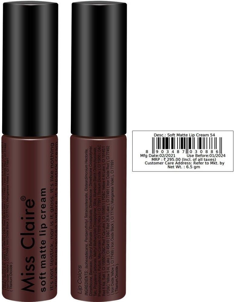 Buy Miss Claire Soft Matte Lip Cream - 39 ,6.5g Online at Low