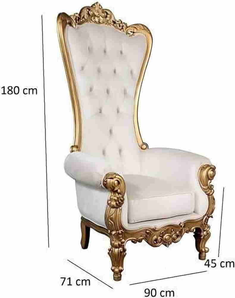 manzees Rosewood Gold White Single Seater Royal Chair for Living