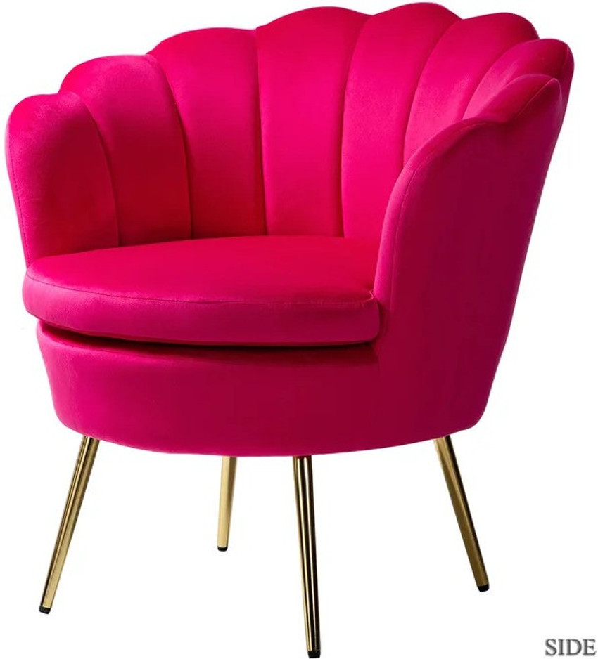 manzees Premium Beautiful Dark Pink Upholstered Barrel Chair