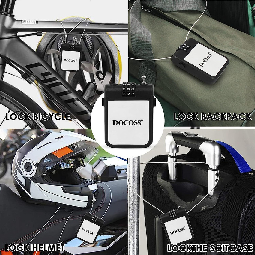 DOCOSS Retractable Cable Number Lock For Bag Combination Number