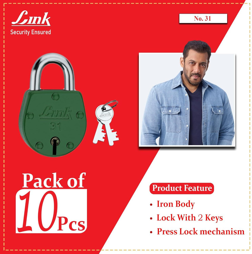 Link 48mm 10Pcs Set Colored Padlocks No.31 Brass Lever 2 Silver