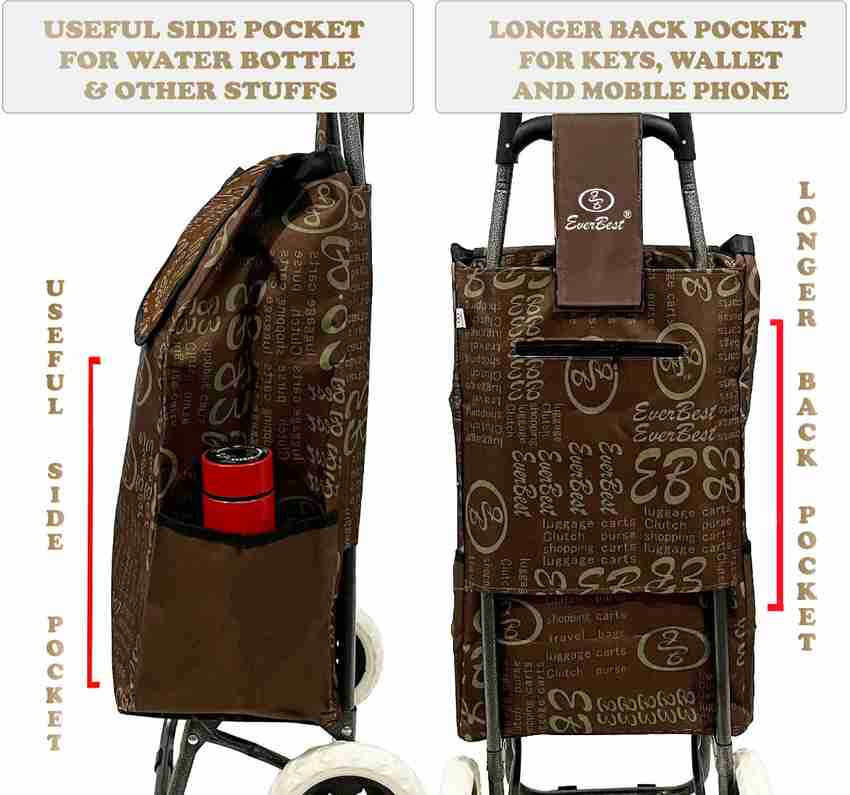 EverBest Shopping Trolley Bag Chocolate Brown Luggage Trolley Price in India Buy EverBest Shopping Trolley Bag Chocolate Brown Luggage Trolley online at Flipkart