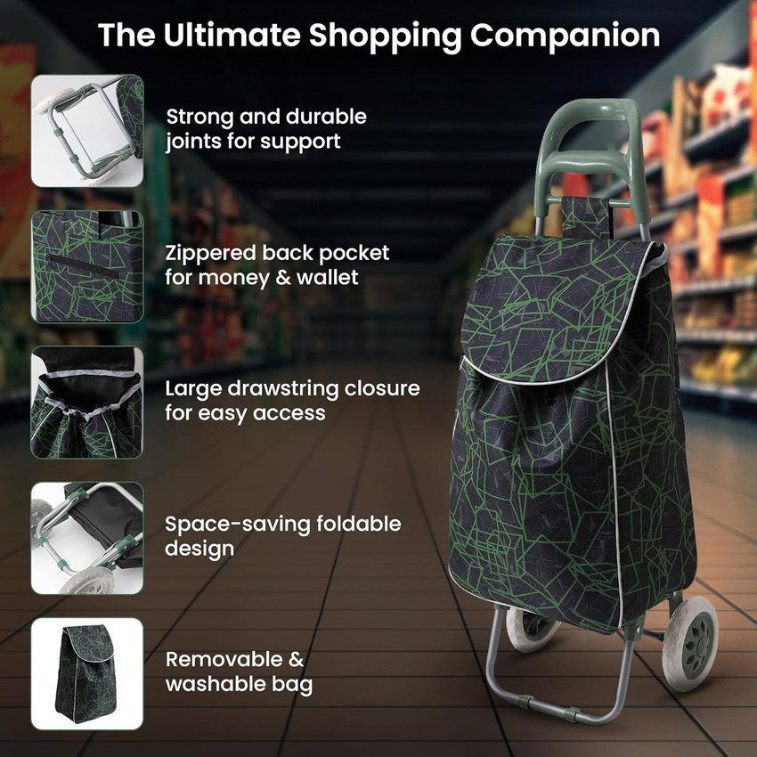 Cheston Shopping Trolley Bag with 2 Wheels Foldable Grocery Bag for Fruits Vegetables Luggage Trolley Price in India Buy Cheston Shopping Trolley Bag with 2 Wheels Foldable Grocery Bag for