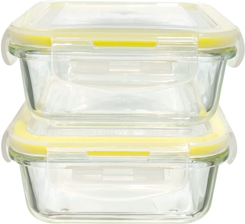 PRIME GLASS LUNCH BOX SET OF 2 CONTAINERS 320 ML MICROWAVE SAFE