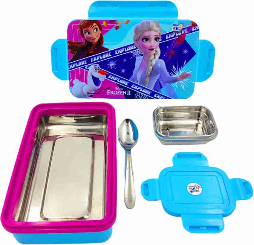  poksi Barbie Steel Lunch Box With 1 Steel Spoon and 1 Steel  Dabbi(550ml)