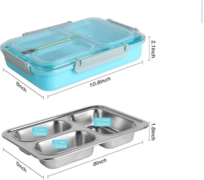 VIYARO 4 Compartment Lunch Box For Kids ,Stainless