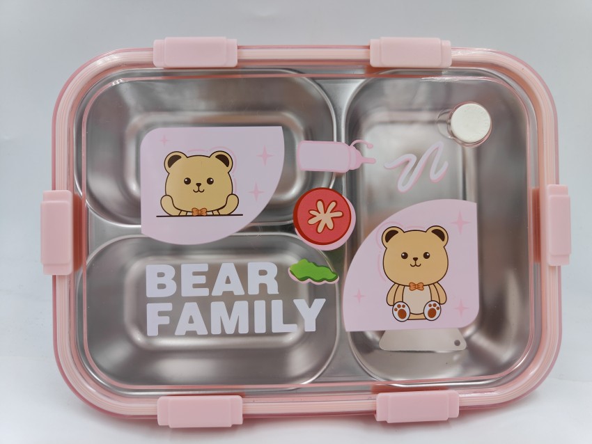 Kawaii Plastic Three Compartment Lunch Box With Compartment For