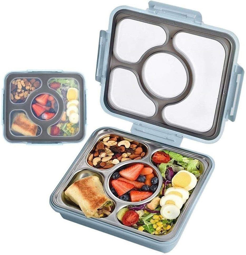 Kn2 MART Leak Proof 4 Compartment Stainless Steel Lunch Boxes Tiffin Box for Adult Kids 4 Containers Lunch Box