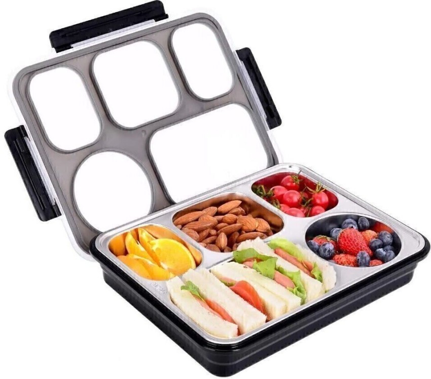 Flipkart Kn2 MART LeakProof Big size 5Compartment Stainless Steel Lunch Boxes Tiffin Box for Kids 5 Containers Lunch Box