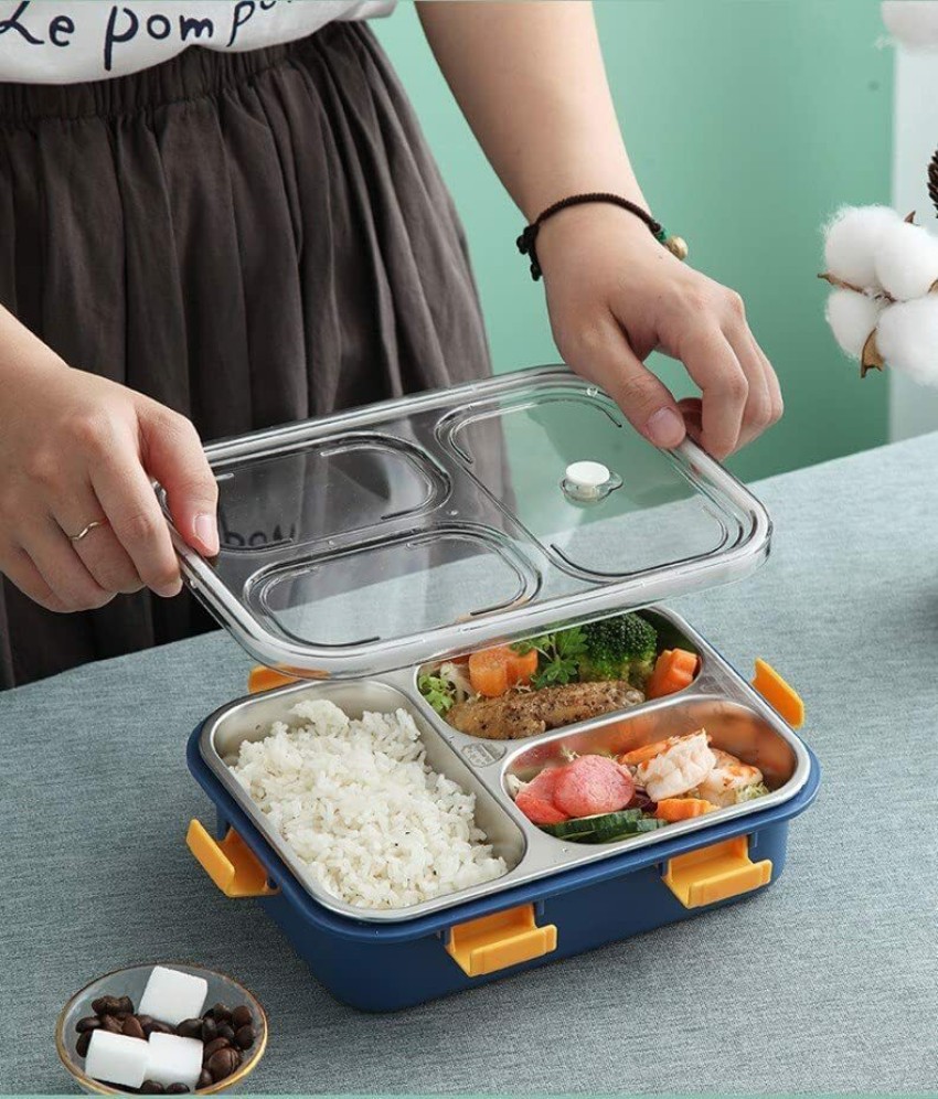 Topware onlinedeals Warm Fresh Food Steel Double Decker 3 Container Premium  Lunchbox with Zipped Thermal Pouch Bag (2x300ml, 1x420ml, Multicolour) 3  Containers Lunch Box (1000 ml) - Price History