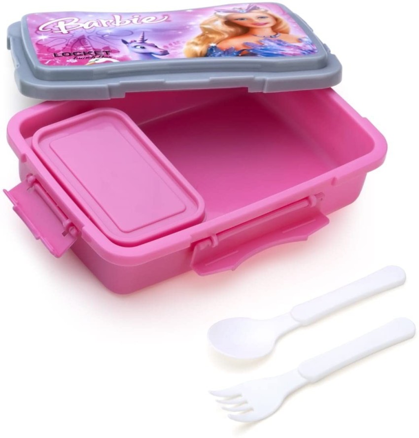 Flipkich Fancy Heavy Plastic Material Leak Proof Kids Barbie  Lunch Box For School 2 Containers Lunch Box 