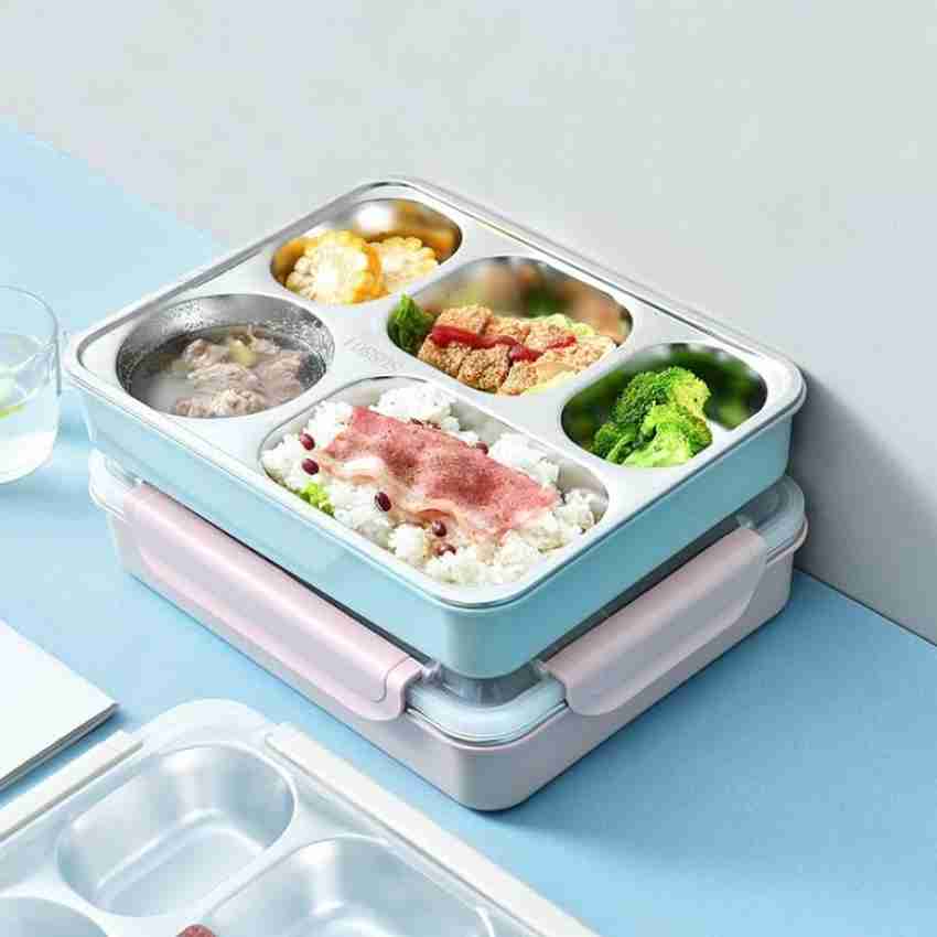 STARKENDY Steel Lunch Box Tiffin Box with Bag for Office  College School Use( Multi Color ) 4 Containers Lunch Box 