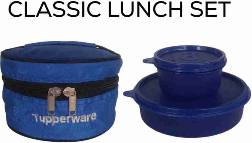 Tupperware Classic Plastic Lunch Box with Bag, 2-Pieces Blue - Grace Basket