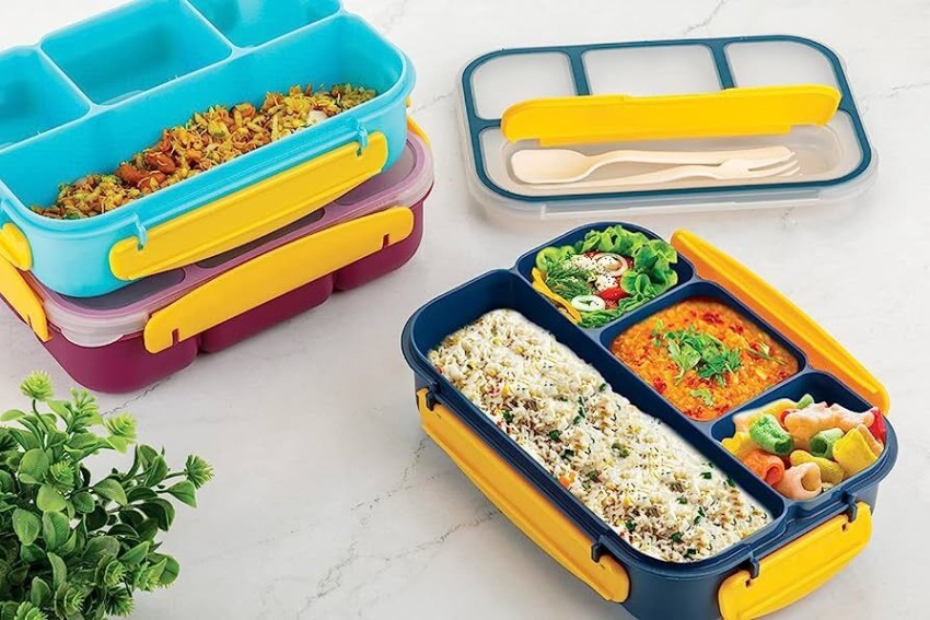 STARKENDY Steel Lunch Box Tiffin Box with Bag for Office  College School Use( Multi Color ) 4 Containers Lunch Box 