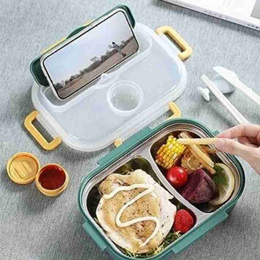 Glass food storage box 980 ml, with 2 separate compartments